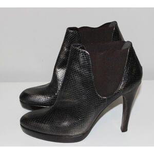 Stuart Weitzman Black Snake Embossed Reptile High Heel Ankle Booties Size 9M